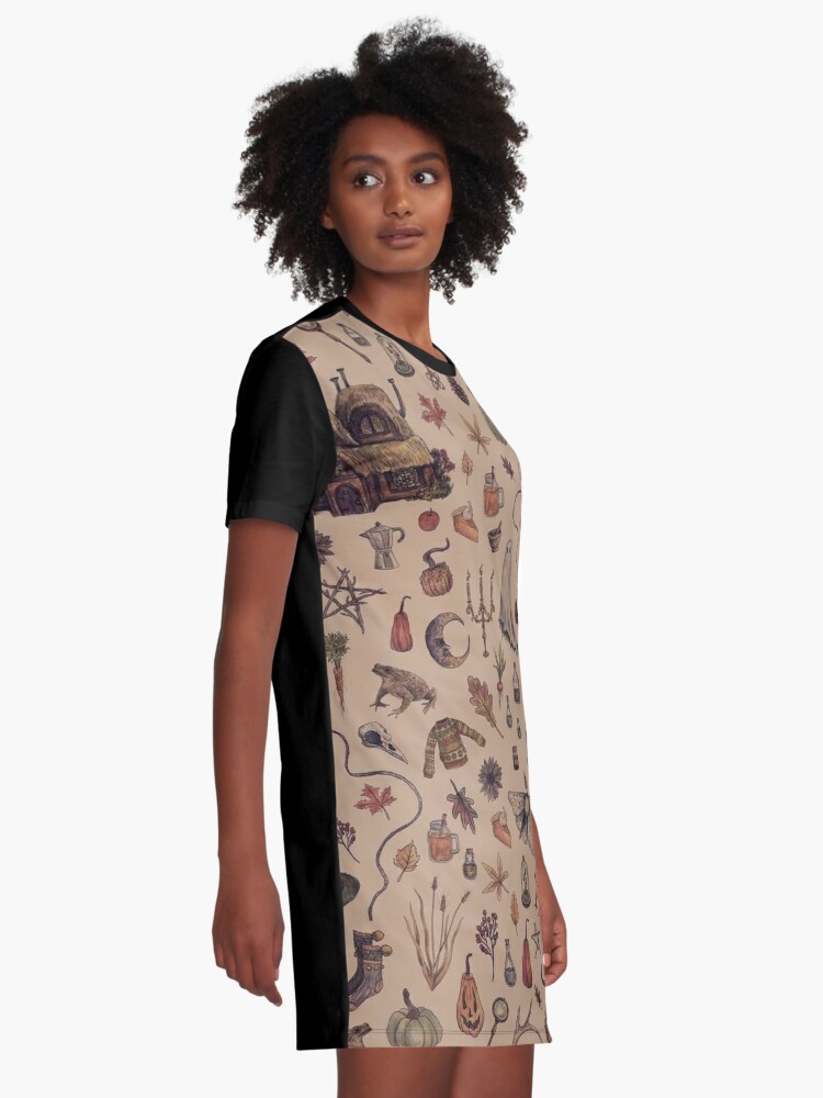 Rustic Brown Cozy Crone Graphic T-Shirt Dress
