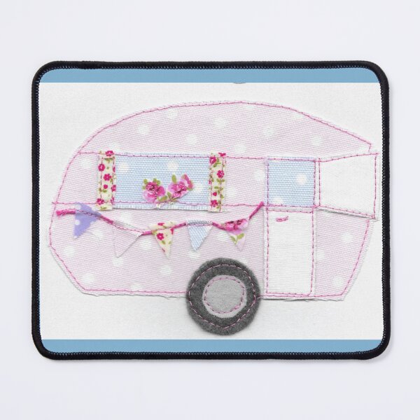 Item preview, #Embroidered Pink  Caravan / trailer  designed and sold by Leatextileart.
