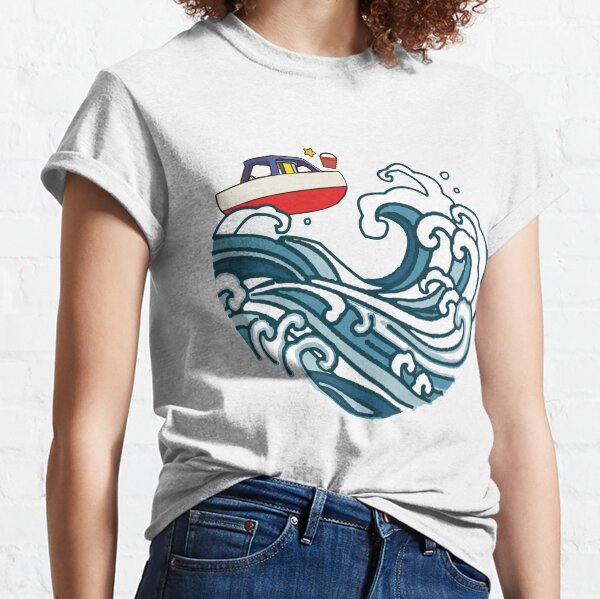 bateau sur grosse vague Classique T-shirt classique