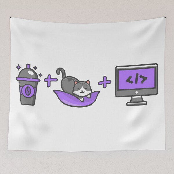 Item preview, Coffee, Cats And Code - Cute Programming Illustration designed and sold by FoxCodeCreation.