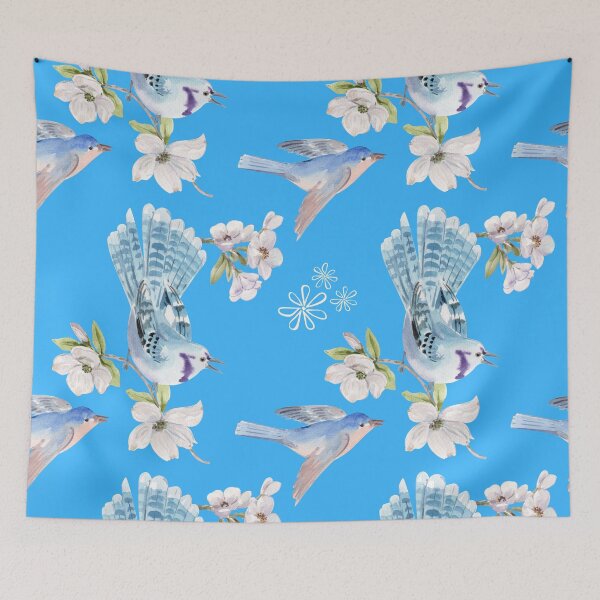 Item preview, Lively floral and birds pattern designed and sold by FloraLee23.