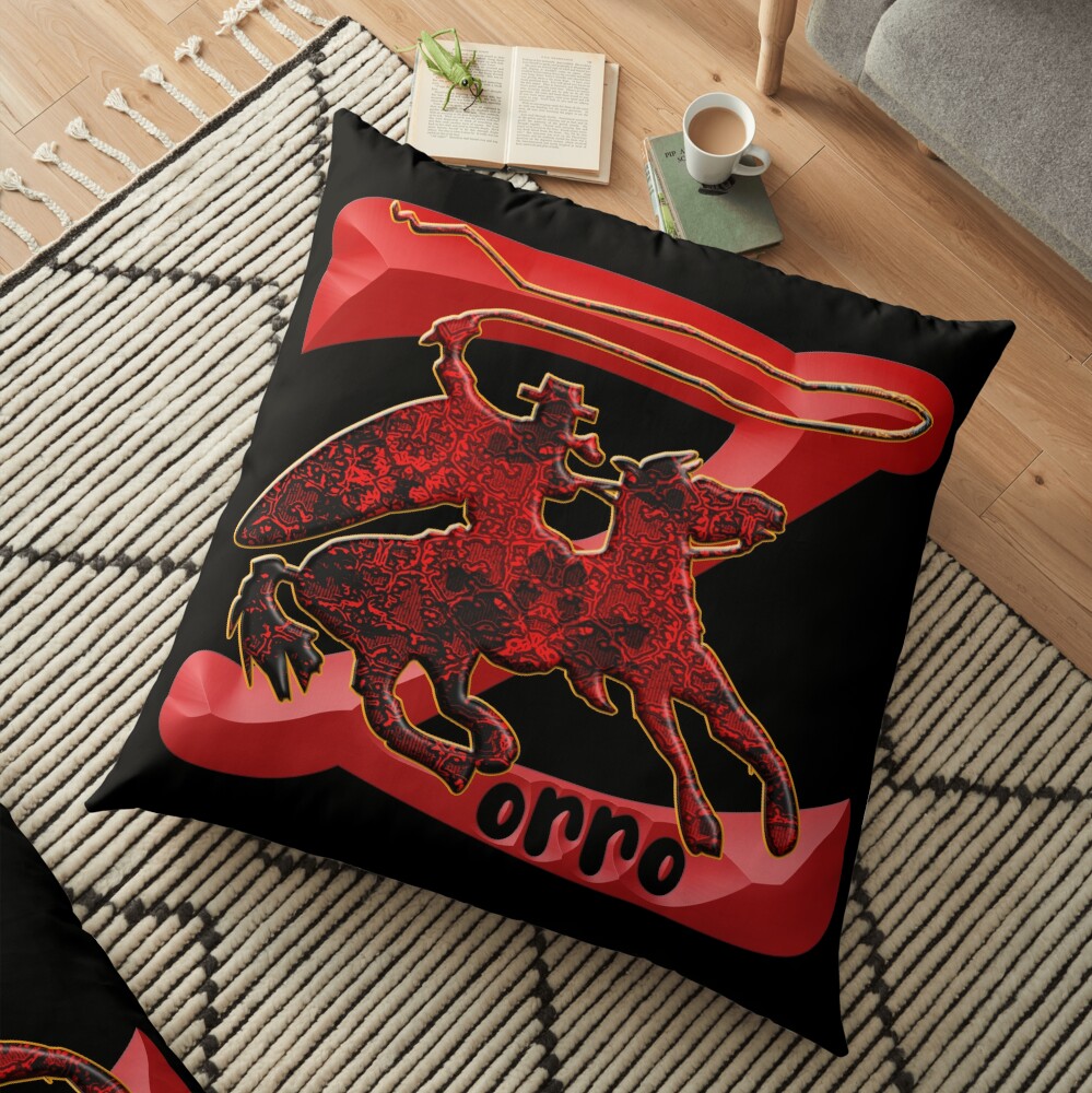 Z AS IN ZORRO - ZORRO ON HORSEBACK - ZORRO THE MYTH - THE WHIP MASTER - THE LEGEND OF AN OUTSTANDING HORSEMAN3 Floor Pillow