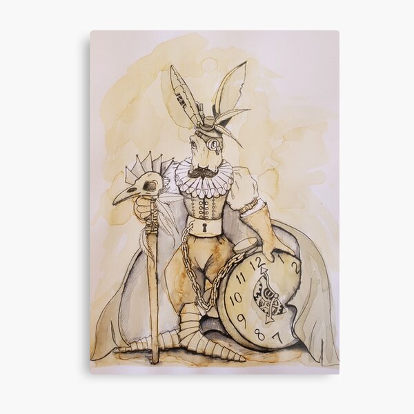 Steampunk Rabbit Coffee Art Metal Print