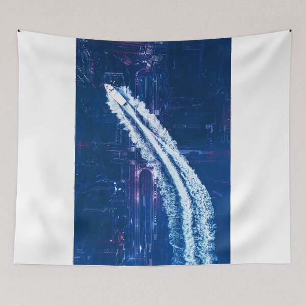 Item preview, top view speedboat and under city designed and sold by Ukiyo Sumi.