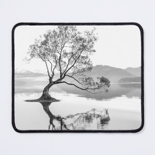Item preview, Black and White Landscape Wanaka Tree New Zealand designed and sold by ind3finite.