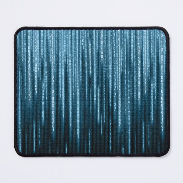Blue Binary Rain Mouse Pad