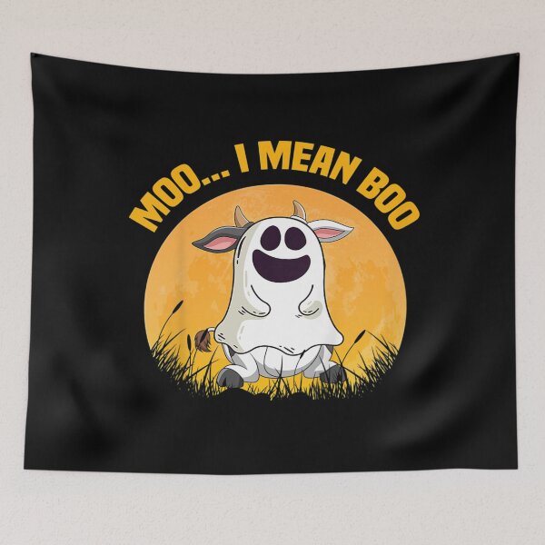 Item preview, Ghost Cow Moo I Mean Boo Pumpkin Moon Halloween  designed and sold by EuphemiaShop.