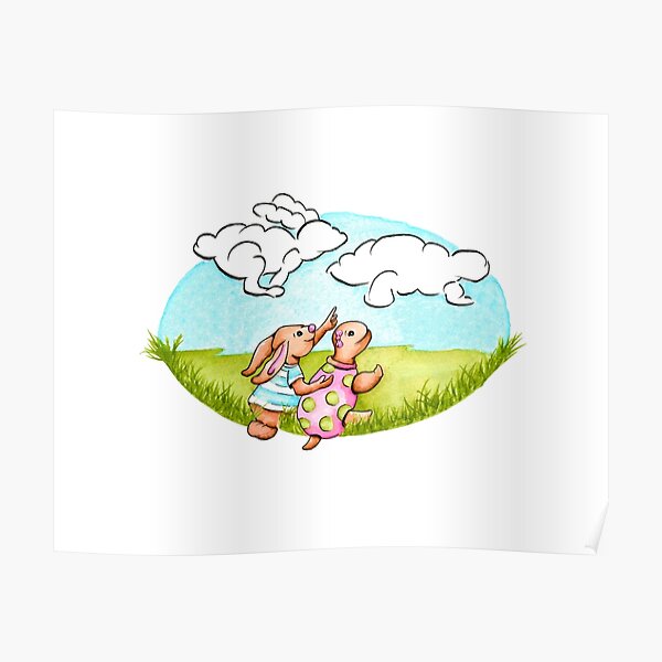 Tortoise and the Hare Watercolor Illustration Poster