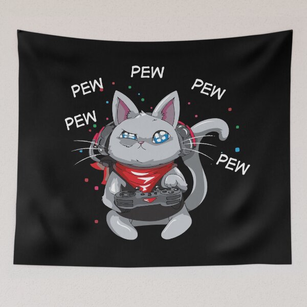 Item preview, Funny Cat Playing Video Game Pew Pew Pew - Pet Simulator designed and sold by AR Studios.