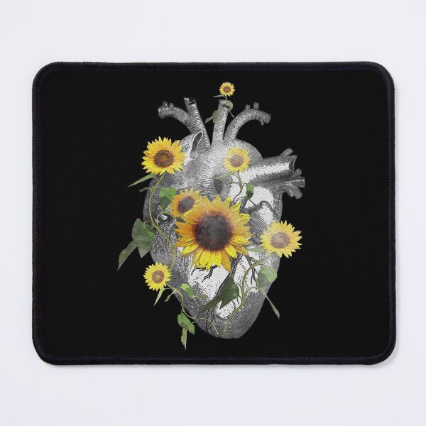 Item preview, Human Heart with sunflower, yellow flowers for blooming heart, watercolor effect designed and sold by Collagedream.
