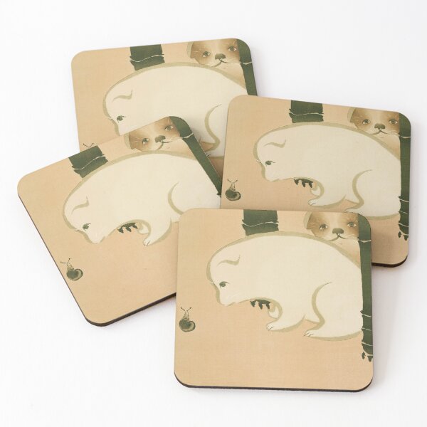 Item preview, Adorable Puppies observing you and a Snail, Traditional japanese Art designed and sold by Traditional-Art.