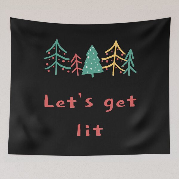 Item preview, Let’s get lit Christmas trees puns for 2021  funny christmas jumper sweatshirts designed and sold by Giovanni's  Brown Quotes.