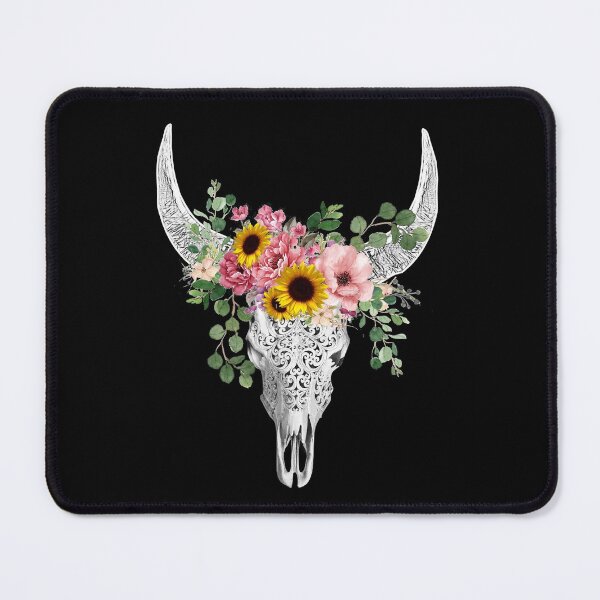 Item preview, Watercolor Skull and Crown pink yellow rose and sunflowers designed and sold by Collagedream.