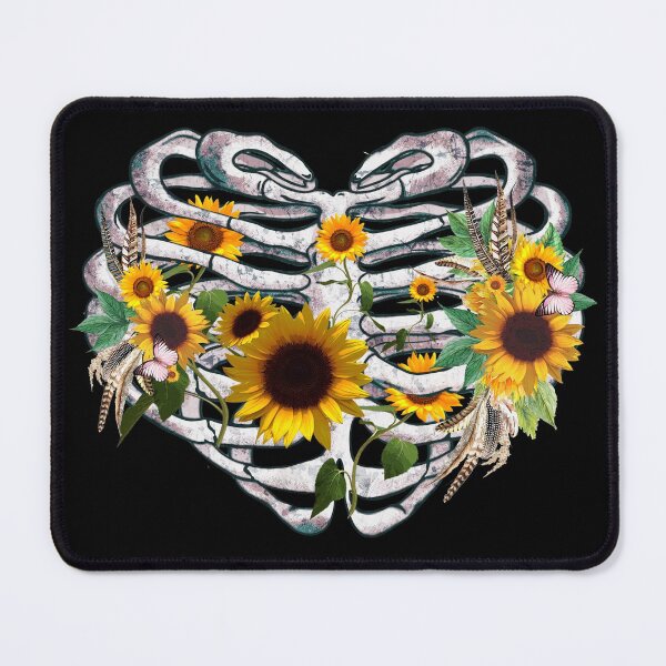 Item preview, Skeleton rib heart, Bones and Botany,sunflowers, Broken, heart, watercolor design, heart disease awareness designed and sold by Collagedream.