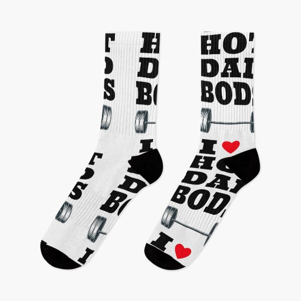Item preview, I Love HOT DAD BODS with Weight Bar  designed and sold by Craftynistia.
