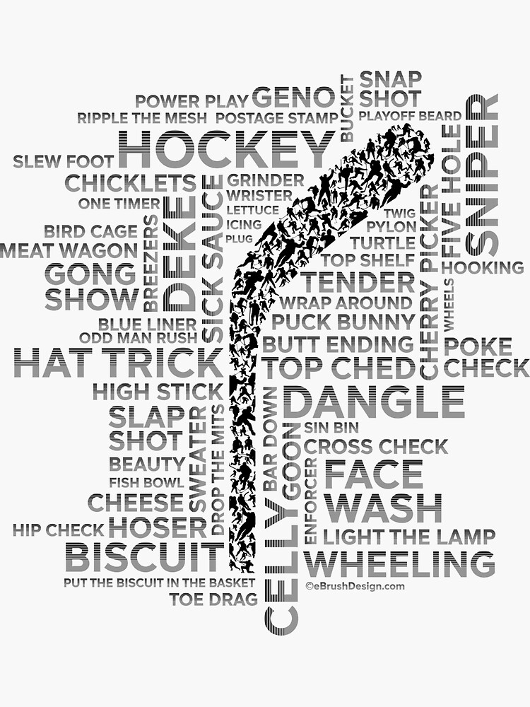"Hockey Players and Slang" Sticker for Sale by eBrushDesign Redbubble