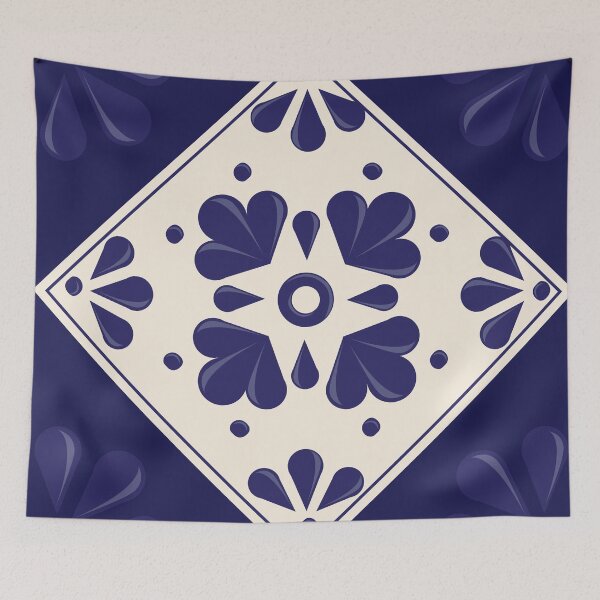 Item preview, Blue Talavera Tile, Abstract flower by Akbaly designed and sold by Akbaly.