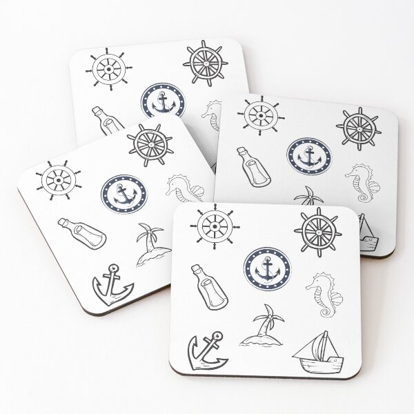 Item preview, Ocean, anchor, island, ship pack sticker designed and sold by Coczzi.