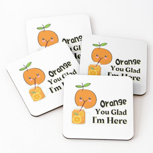 Item preview, Funny Orange Drinking Orange Juice glad I'm Here Fruit Pun  designed and sold by aliyeus.