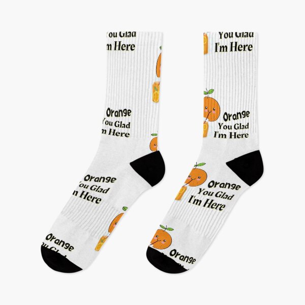 Item preview, Funny Orange Drinking Orange Juice glad I'm Here Fruit Pun  designed and sold by aliyeus.