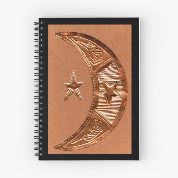Item preview, Spiral Notebook Celestial Moon Star Roses Copper Debossing Embossing Metallic Etching designed and sold by H3designs.
