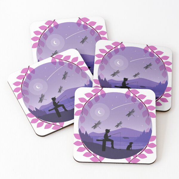Item preview, Boy & Dog Moonlight Fishing  designed and sold by SquirrelCreate.