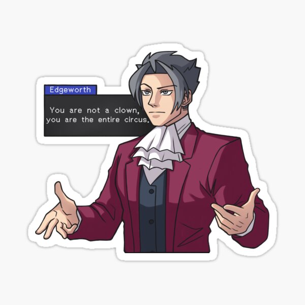 "Miles Edgeworth Clown Meme" Sticker for Sale by Davriann Redbubble