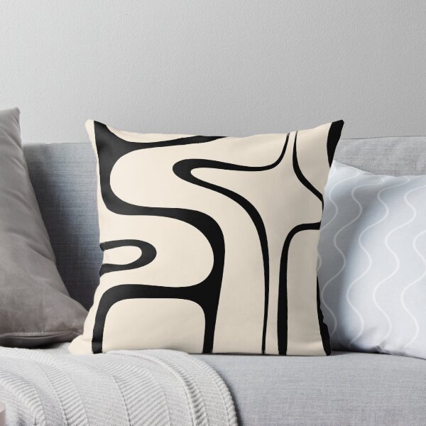 Aperçu de l'œuvre Copacetic Retro Abstract en noir et crème d'amande créée et vendue par kierkegaard.