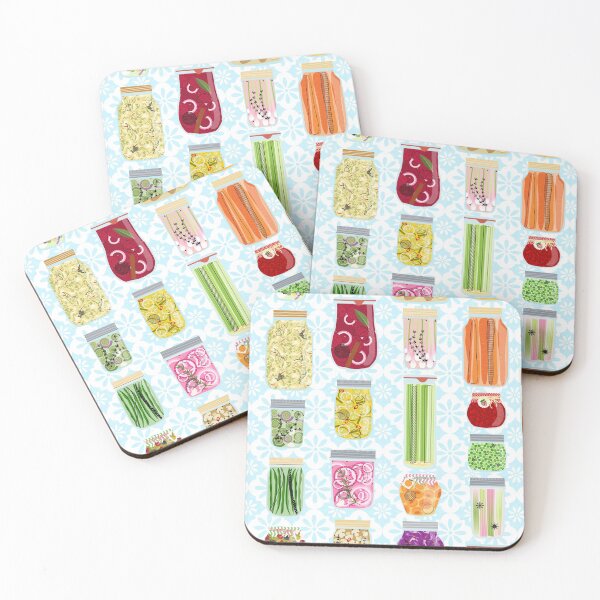Item preview, Blue Retro Vegetable Canning designed and sold by WickedRefined - Nicole Demereckis.