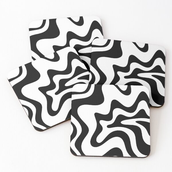 Item preview, Retro Liquid Swirl Abstract Pattern Square Black and White designed and sold by kierkegaard.