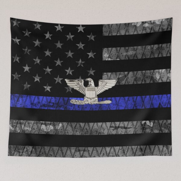 Item preview, Colonel Thin Blue Line Distressed Flag designed and sold by Jared Davies.