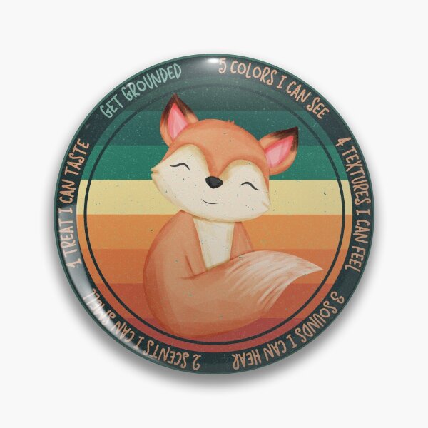 Item preview, Retro Wise Fox Reminder: Overwhelmed? Stop and ground. Mindfulness using the five senses, grounding technique. You will get through this, you are worthy and deserving of care. designed and sold by Orianah.