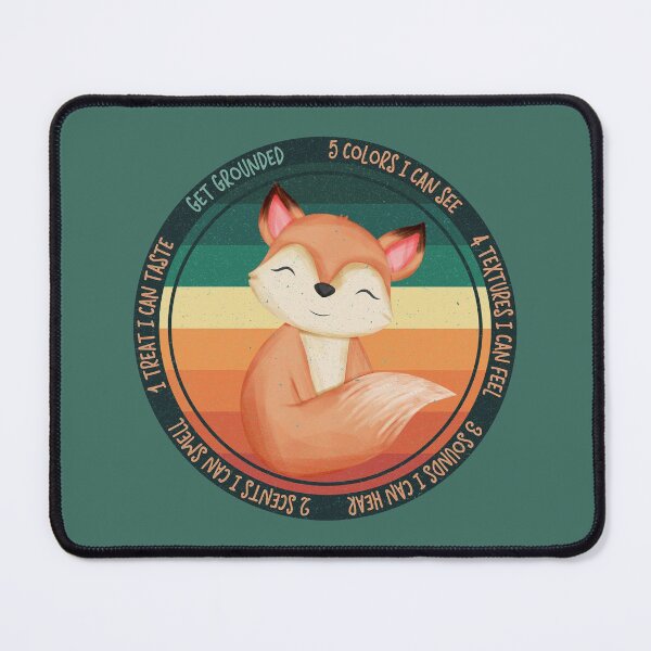 Item preview, Retro Wise Fox Reminder: Overwhelmed? Stop and ground. Mindfulness using the five senses, grounding technique. You will get through this, you are worthy and deserving of care. designed and sold by Orianah.