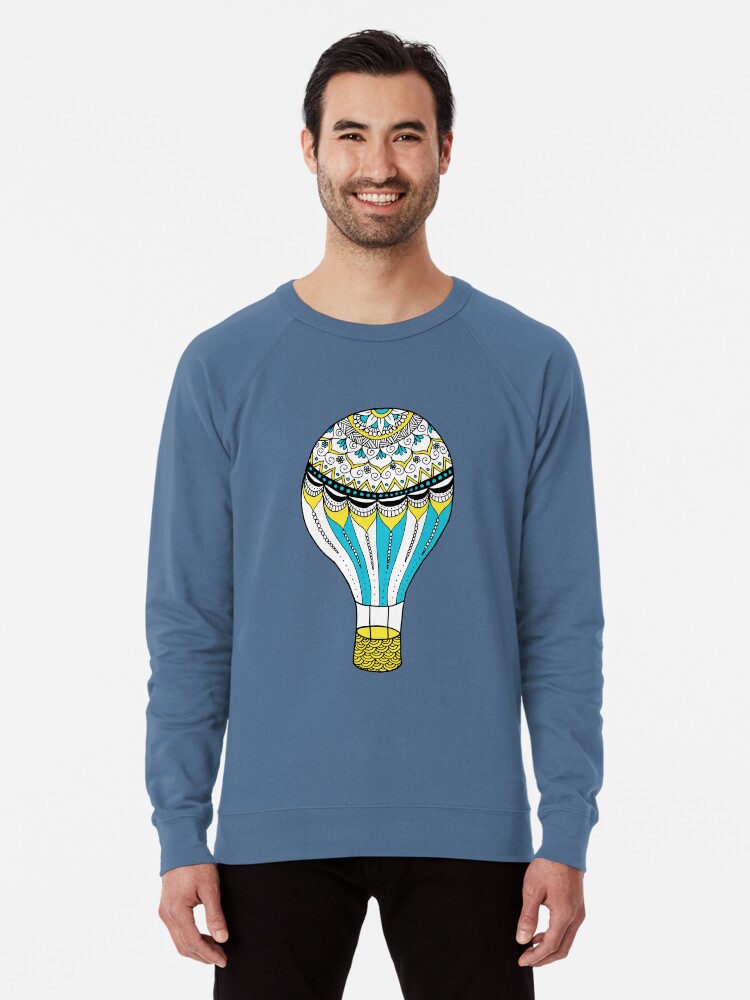 Thumbnail 1 of 5, Lightweight Sweatshirt, Hot Air Balloon Mandala in Yellow and Blue designed and sold by julieerindesign.