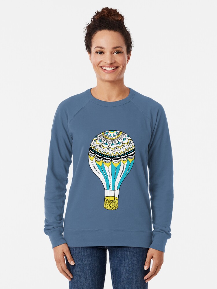 Thumbnail 2 of 5, Lightweight Sweatshirt, Hot Air Balloon Mandala in Yellow and Blue designed and sold by julieerindesign.