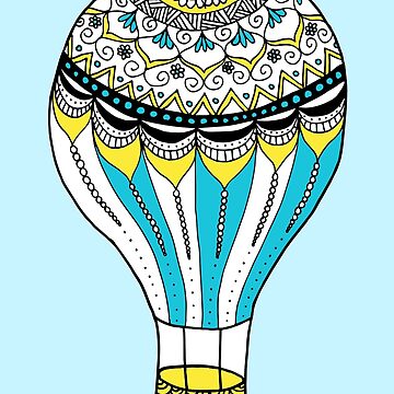 Artwork thumbnail, Hot Air Balloon Mandala in Yellow and Blue by Julie Erin Designs