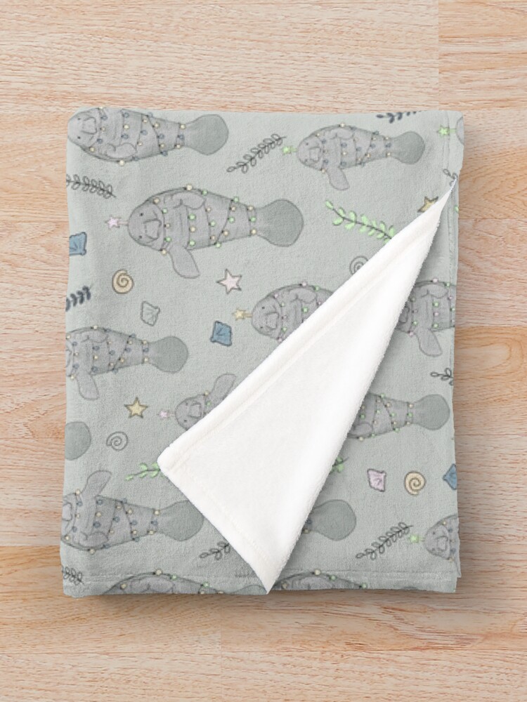 Alternate view of Merry Manatee Christmas Pattern Throw Blanket