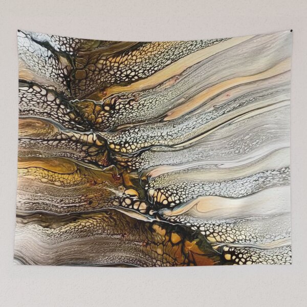 Item preview, Beautiful Gold, Brown, Black, and White Abstract Modern Fluid Art Painting designed and sold by CrystalCoast.