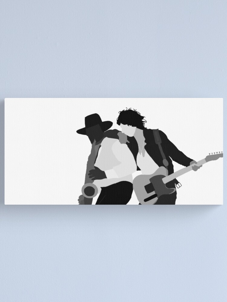 Thumbnail 1 of 3, Canvas Print, Bruce Springsteen and Clarence Clemons Born to Run Photo Drawing designed and sold by melodyponder.