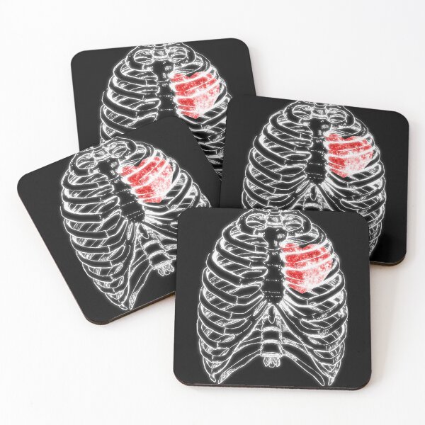 Item preview, X-Ray Skeleton Ribs White Neon Red Heart Halloween Ghost Goth  designed and sold by Jolly-Yosei.
