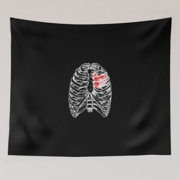 Item preview, X-Ray Skeleton Ribs White Neon Red Heart Halloween Ghost Goth  designed and sold by Jolly-Yosei.