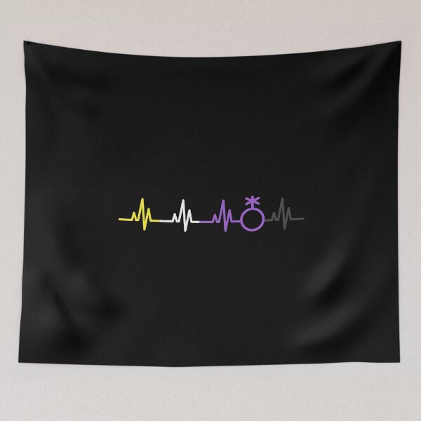 Item preview, Heartbeat Non Binary Sign. Nonbinary Pride designed and sold by Subtle Pride Shop.