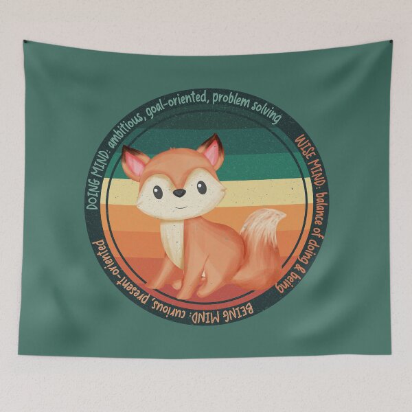 Item preview, Retro Wise Fox Reminder: Wise Mind - Balance of Doing & Being. Doing Mind - ambitious & goal oriented. Being Mind - curious and present oriented. You are worthy and deserving of care. designed and sold by Orianah.