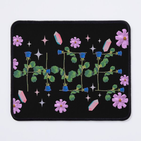 Item preview, Hoe blue roses on stems with gems and purple flowers black bg designed and sold by VantaTheArtist.