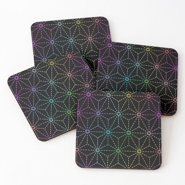 Item preview, Sashiko Hemp Leaf Pattern Rainbow designed and sold by karwilberevivalcollection.