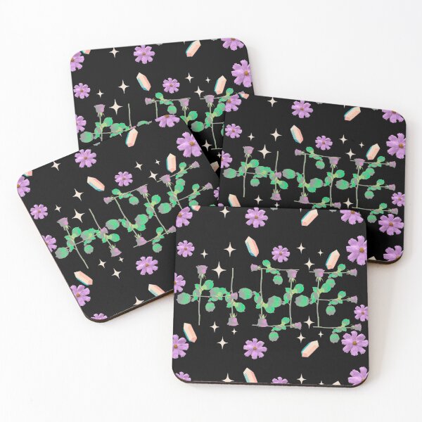 Item preview, Hoe blue roses on stems with gems and purple flowers black bg 2 designed and sold by VantaTheArtist.