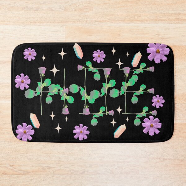 Item preview, Hoe blue roses on stems with gems and purple flowers black bg 2 designed and sold by VantaTheArtist.