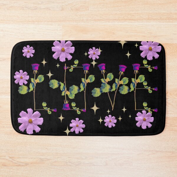 Item preview, Love pink  roses on stems with gems and purple flowers black bg  designed and sold by VantaTheArtist.