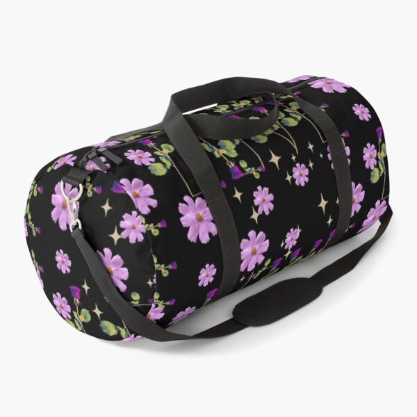 Item preview, Love pink roses on stems with gems and purple flowers black bg designed and sold by VantaTheArtist.