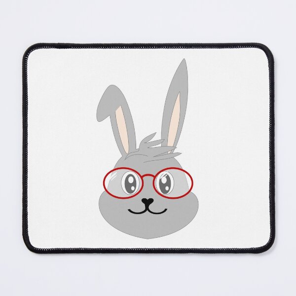 Item preview, Bunny with glasses, grey and red, endless pattern, gray designed and sold by bubbley2021.